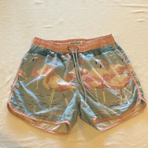Maamgic‎ men’s 4” flamingo swim trunks built in briefs small